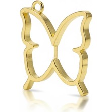 Stonechem 3.5 cm Kelebek Gold Zamak Kolye Ucu Epoksi ve Takı Yapımına Uygun(5 Adet)