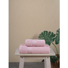 Ellaline 2’li Banyo Havlusu Seti %100 Pamuk Sertifikalı, Vücut Baş Havlu Takımı Pembe - 50X80 & 70X130CM