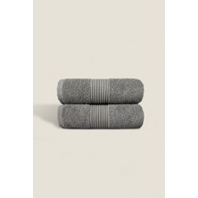 Ellaline 2'li El Yüz Havlu Seti %100 Pamuk Sertifikalı Baş Havlusu | Mutfak | Çeyizlik 50X90CM Gri