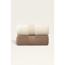 Ellaline 2'li Havlu Seti %100 Pamuk Sertifikalı El Yüz Mutfak Havlusu 50X90CM Krem - Bej