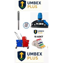 Umbex Çift Kovalı Krom Paspas Arabası Temizlik Arabası Islak Mop Seti