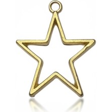 Stonechem 3.5 cm Yıldız Gold Zamak Kolye Ucu Epoksi ve Takı Yapımına Uygun(5 Adet)