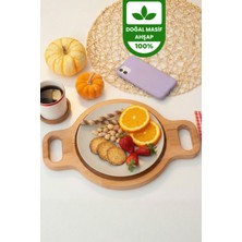 Woodhaus Masif Ahşap Yuvarlak Supla & Sunum Tabağı – Çift Saplı Doğal Ahşap Servis Tabağı 24 cm