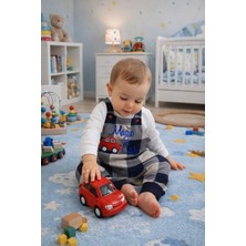 Baby Hola Ekoseli Araba Desenli Erkek Bebek Salopet  2'li Takım Babyhola 2204