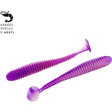 Fishack Silikon Kurt Yem - 4,2g 105MM - Turna/levrek Silikonu - 1 Adet - Mor/beyaz - Karides Kokulu