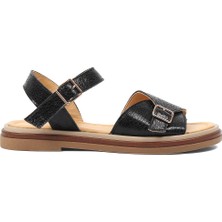 Celal Gültekin Kadın Siyah Tokalı Deri Sandalet