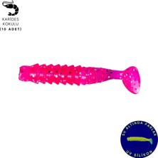 Silikon Kurt Yem - 1,5g 45MM - Fishack - 10 Adet - Uv Silikon - Pembe - Karides Kokulu