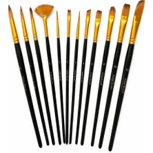 Hannah 12 Parça Resim Akrilik Suluboya Yağlıboya Fırça Seti