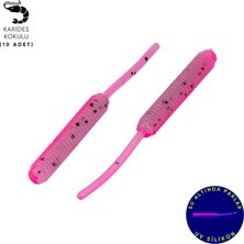 Silikon Kurt Yem - Lrf Yem - 1g 52MM - Fishack Wormix - 10 Adet - Pink Gray - Uv Silikon