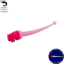 Silikon Kurt Yem - 2,1g 70MM - Fishack Wormix - 1 Adet - Pembe/beyaz - Karides Kokulu