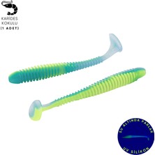 Fishack Silikon Kurt Yem - 4,2g 105MM - Turna/levrek Silikonu - 1 Adet - Mavi/yeşil - Karides Kokulu