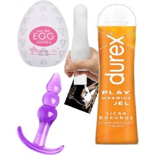 Durex Play Sıcak Dokunuş Uyarıcılı Jel 100 ml + Boğumlu Analtıkaç + Yumurta Mastürb.atör "orga.zmseti" C-8085-CAMAN3