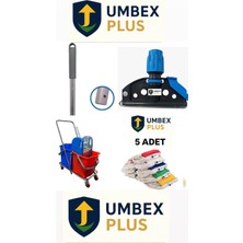 Umbex Çift Kovalı Paspas Arabası Krom Çelik Presli Temizlik Arabası Temizlik Seti