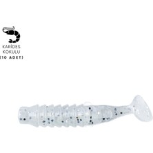 Silikon Kurt Yem - 1,5g 45MM - Fishack - 10 Adet - Simli Beyaz - Karides Kokulu