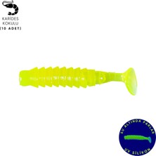 Silikon Kurt Yem - 1,5g 45MM - Fishack - 10 Adet - Uv Silikon - Fluo Green - Karides Kokulu