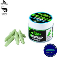Fishack Yüzen Silikon Kurt - Glow Alabalık Yemi - 37MM - Karides Kokulu - Küf Yeşili - Trout Bait