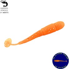 Silikon Kurt Yem - 1,1g 55MM - Fishack Wormix - 1 Adet - Uv - Turuncu - Karides Kokulu