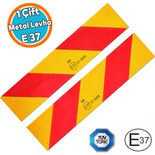 Nzb ( 1 Çift ) Metal Levha 14 cm x 56 cm Tüvtürk Uyumlu E37 Reflektörlü Tır Kamyon Dorse Arkası Yansıtma