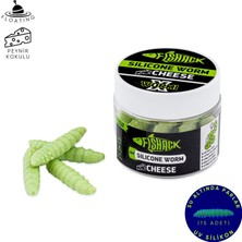 Fishack Yüzen Silikon Kurt - Glow Alabalık Yemi - 37MM - Peynir Kokulu - Küf Yeşili - Trout Bait