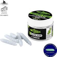 Fishack Yüzen Silikon Kurt - Glow Alabalık Yemi - 37MM - Peynir Kokulu - Beyaz - Trout Bait