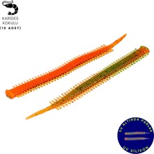 Silikon Kurt Yem - Lrf Yem - 1g 70MM - Fishack Wormix - 10 Adet - Fluo Tiger - Uv Silikon