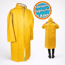 Nzb Balıkçı Denizci Yağmurluk Pardesü Kapşonlu Tek Parça Kalın Sarı Renk Beden Islak Koruma (1 Adet) Xxl