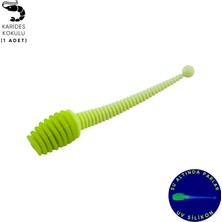 Silikon Kurt Yem - 2,1g 70MM - Fishack Wormix - 1 Adet - Yeşil/beyaz - Karides Kokulu