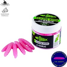 Fishack Yüzen Silikon Kurt - Glow Alabalık Yemi - 37MM - Sarımsak Kokulu - Pembe - Trout Bait