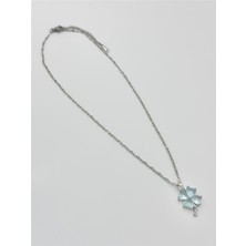 The Originals Kadın Çelik Kolye Yonca Figürlü Mavi Zirkon Taşlı Gümüş Renk