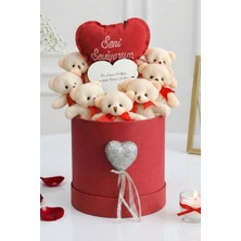 Sole Sevgililer Günü’ne Özel: Yazılı Aynalı Premium Silindir Kutuda Kırmızı Peluş Ayıcık Buketi