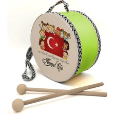 Kişiye Özel 23 Nisan Temalı Yeşil Deri Çocuk Davulu 1-5 Yaş