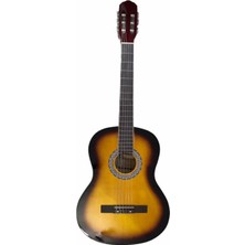 4/4 Sap Ayarlı Klasik Gitar Seti Sunburst, Kılıf, Metot ve Pena ile