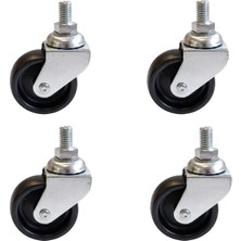 Badem10 Siyah Döner Teker M10 Vidalı 4 Adet 50 Inç Endüstriyel Ağır Yük Makine ve Sehpa Tekerleği