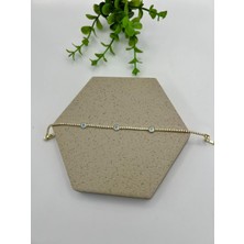 Badiva.co Ince Suyolu Nazarlıklı Bileklik 17+2 cm (Gold)