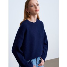 Dilvin 10640 Bisiklet Yaka Yumuşak Dokulu Kazak-A.lacivert