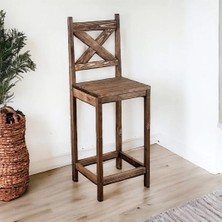CopperWood Koyu Meşe  Masif Ahşap Bar Sandalyesi