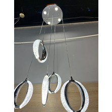 Krom Sarkıt Tepsili 5li LED Avize