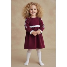 Mnk Baby & Kids Fisto Detaylı Kollar Nakışlı Otantik Kız Çocuk Elbise M00795