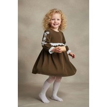 Mnk Baby & Kids Fisto Detaylı Kollar Nakışlı Otantik Kız Çocuk Elbise M00795