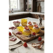 Trend Hediye Sepeti 200 Adet Mini Kare Cupcake Kapsülü - Yağ Geçirmez Premium Lokmalık Sunum Kağıdı - 35X45X15MM