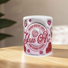 Uçan Kupa Sevgililer Günü Özel ''you Are Enough'' Tasarımlı Pembe Porselen Kupa