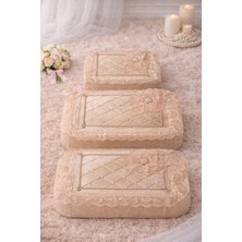 Hig Store 3'lü Broşlu Incili Fransız Güpür Çeyizlik Bohça Söz Nişan Gelin Damat Kadife Lüks Hurç Seti