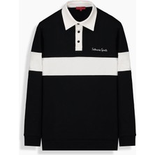 Sarar Polo Yaka Siyah Sweatshirt Siyah - M