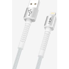 LinkTech K550 Safe 3A Örgülü Metal Başlı Usb'den Lightning Şarj Kablosu Beyaz