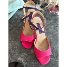 Lo Mejor Shoes Sessiz Işık Fuşya Tango Dans ve Salon Ayakkabısı 8,5 cm 13 Pont Koni Model Topuk Kelebek Model