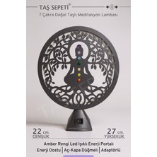 7 Çakra Doğal Taşlı Meditasyon Lambası, Amber LED Enerji Portalı