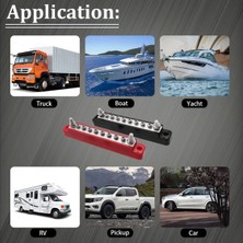 MELLİFERA Tekne Yat Karavan Için Akü Barası 6 x 1/4 Inç M6 Terminal Saplamaları Kapaklı Dağıtım Bloğu, 150A Bara Takımı 12V - 24V - 48V