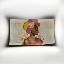 Mutlu Köşe Çift Tarafı Dijital Baskı Keten Pamuk Premium Dizayn Dikdörtgen Kırlent Kılıfı Bel Kırlenti