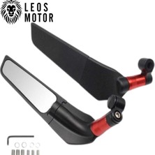 Leos Motor Yarasa Kanat Ayna - H2 Ayna - Gidon Üstü Kırmızı Renk