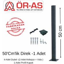 Ör-As Tel Örgü Panel Çit Direği AKSESUARLI-(-50CM-)RENK Antrasit Gri